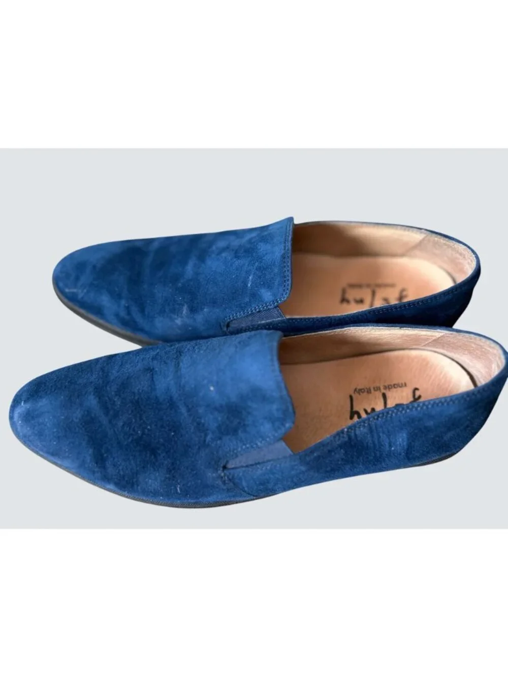 French Sole Italian-Made Blue Suede Slip-On Loafers Size 39 Comfortable & Stylis - Picture 5 of 8